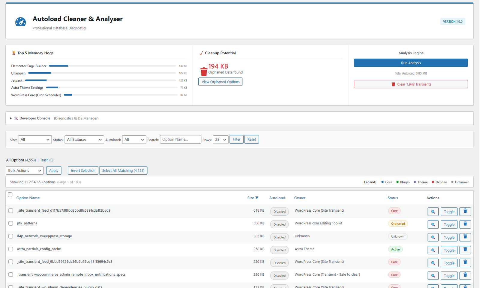 Diagnostic Dashboard
